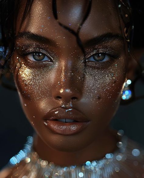 Bronze Makeup Look, Goddess Makeup, Black Fairy, Black Goddess, Fairy Makeup, Beauty Shoot, Fantasy Makeup, Black Women Art, Creative Makeup