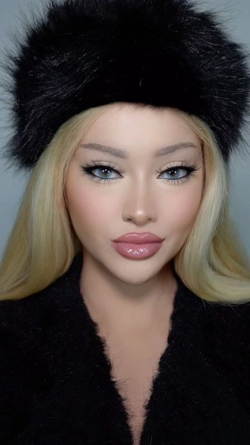 Isa on Instagram: "“Slavic Princess” Makeup Tutorial @NovaBeauty lipstick in og, lipliner in pink nude 01, eyeliner in asap, lashes in 30 #slavicmakeup #slavicprincess #makeup #wintermakeup #lipcombo" Slavic Girl Makeup, Russian Makeup Aesthetic, Slavic Doll Makeup, Slavic Makeup Russian Style, Russian Doll Makeup, Winter Make Up Looks, Russian Makeup Look, Bimbocore Makeup, Pink Christmas Makeup