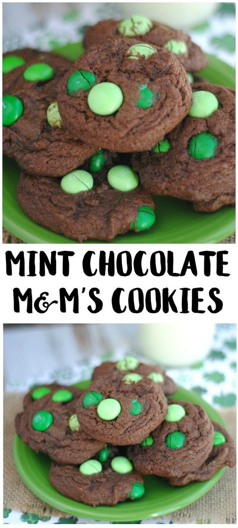 Mnm Cookies Recipe, Mint Chocolate Cookies, Mnm Cookies, Caramel Shortbread, Chocolate Mint Cookies, M M Cookies, Mint Cookies, Snack Cake, Cookies Recipes Christmas