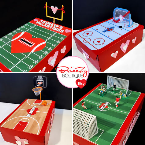 Sports Valentines Printable for Valentine's Box Hockey Valentines Boxes, Soccer Valentine Box Ideas, Football Valentines Boxes, Basketball Valentine Boxes, Printables For School, Sports Valentines, Hockey Valentines, Valentines Box, Love Football