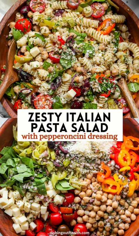 Italian Pasta Salad with chickpeas, veggies, and a homemade zesty Italian dressing. Easy, make-ahead friendly, and super versatile, this pasta salad will be the hit at any summer gathering. via @https://www.pinterest.com/jamievespa/ Italian Pasta Salad Vegetarian, Vegetarian Pasta Salad Recipes, Vegetarian Lunch Meal Prep, Make Ahead Pasta, Pasta Salad With Chickpeas, Pasta Salad Vegetarian, Vegetable Pasta Salad, Creamy Pasta Salad, Vegetarian Pasta Salad