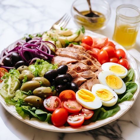 This Niçoise Salad Recipe Is Like A Mediterranean Adventure - Brit + Co Renew Diet Recipes, Dan Buettner Blue Zones, Blue Zone Crockpot Recipes, Zone Diet Recipes 3 Block Meals, The Blue Zone Recipes, Reverse Health Diet Recipes, Healthy French Meals, Rainbow Diet Recipes, The Galveston Diet Recipes