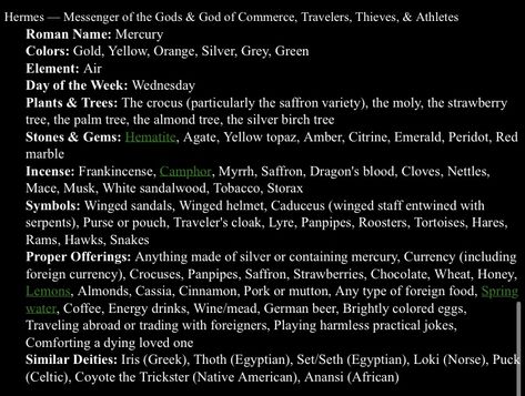 Hermes Correspondences, Hermes Witchcraft, Hermes Deity, Hermes Altar, Patron Deity, Hermes God, Hellenic Polytheism, Witchcraft Stuff, Witchy Business