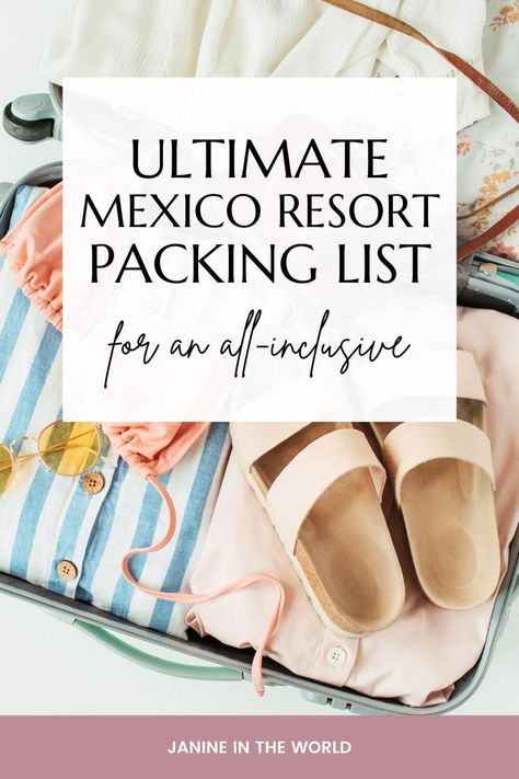 Learn exactly what to pack for a Mexico all-inclusive resort. Click through to pack for your Mexico beach vacation! | mexico packing list | cancun packing list | mexico resort packing | beach vacation packing list | what to wear in mexico | mexico travel tips | Things To Bring To Mexico Packing Lists, Packing Tips For Beach Vacation, Things To Pack For Mexico All Inclusive, How To Pack For All Inclusive Resort, 2 Week Vacation Packing List Mexico, Honeymoon Packing List Mexico, Riviera Maya Packing List, What To Wear At All Inclusive Resort, All Inclusive Beach Packing List