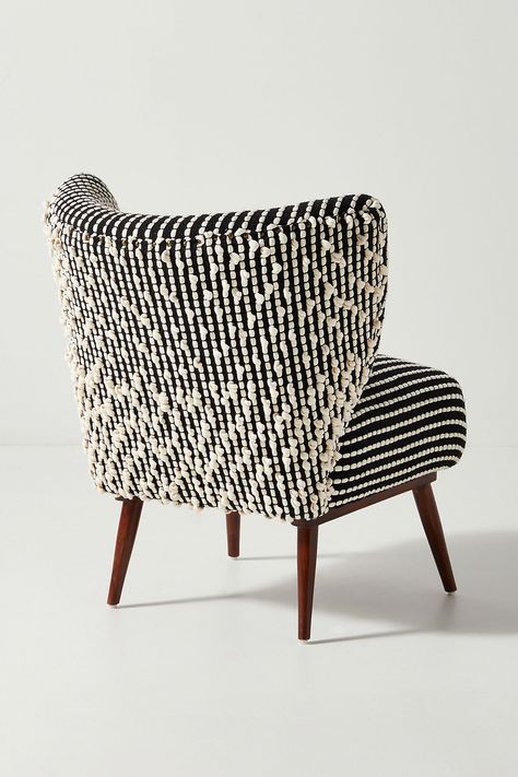 Chunky Woven Petite Accent Chair | Anthropologie Black And White Accent Chair, Printed Accent Chairs, Lake House Furniture, Beige Accent Chair, Pattern Accent Chair, Black Accent Chair, White Accent Chair, Patterned Armchair, 3d Room