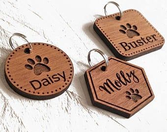 Custom Pet Tags, Laser Cut Wood Crafts, Pet Tags Personalized, Laser Engraved Ideas, Cnc Projects, Dog Id Tags, Id Tags, Wood Engraving, Dog Id