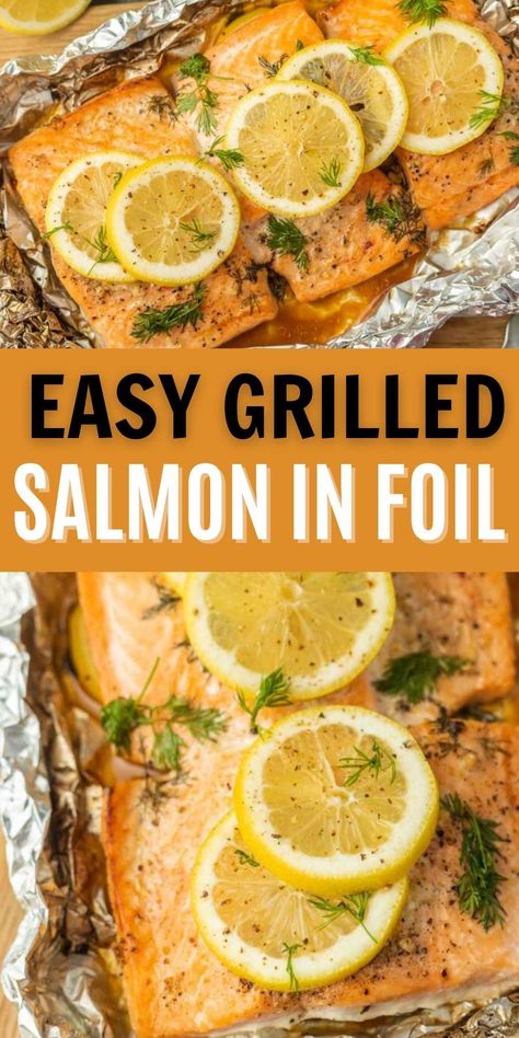 Salmon In Foil Packets, Easy Grill Recipes, Salmon Filet Recipe, Bbq Salmon Recipes, How To Grill Salmon, Easy Grilled Salmon, Salmon Steak Recipes, Recipes For The Grill, Salmon In Foil Recipes