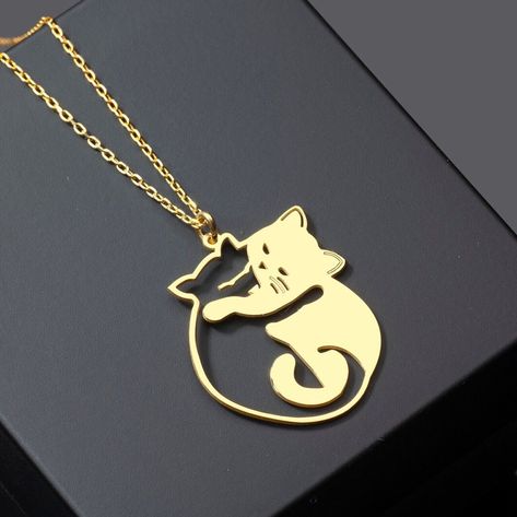 Sterling Silver Hugging Cats Necklace, Black and White Cat Pendant for Cat Lovers is made by hand in our workshop with care. All our jewelry is the most elegant choice for the Bridesmaids, friends, your loved ones and for yourself. Sterling Silver Hugging Cats Necklace, Black and White Cat Pendant for Cat Lovers * Material: High Quality Solid 925 Sterling Silver. * Finish: Sterling Silver ∙ Gold ∙ Rose Gold. * All our jewelry is custom made by hand with care in our workshop.  HOW TO ORDER ❓ * Se Hugging Cats, Cats Necklace, Cat Design Pendant Jewelry, خواتم خطوبة, Elegant Pendant Necklace With Cat Design, Cat Necklace Gold, Sterling Silver Cat Design Pendant Necklace, Silver Cat Pendant, Cat Pendant Necklace