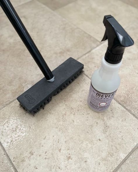 A 4-Step Tile Floor Cleaning Method | Kitchn Sticky Tile Floor, Clean Tile Floors, Tile Floor Cleaning, Dark Tile Floors, Best Floor Cleaner, Floor Cleaning Hacks, Sticky Tile, Tile Floor Cleaner, Ceramic Tile Floors