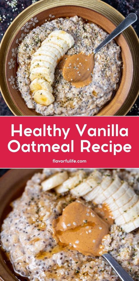 Start with an easy oatmeal base using this healthy oatmeal recipe. Add chia oats for extra nutrition and enjoy a creamy vanilla oatmeal that’s full of oatmeal flavors. It’s an easy yummy breakfast you’ll love every morning. Pregnancy Oatmeal Recipes, Warm Oatmeal Recipes, Meal Prep Oatmeal, Ways To Make Oatmeal, Gluten Free Oatmeal Recipes, Chia Oats, Low Carb Oatmeal, Vanilla Oatmeal, Easy Yummy Breakfast