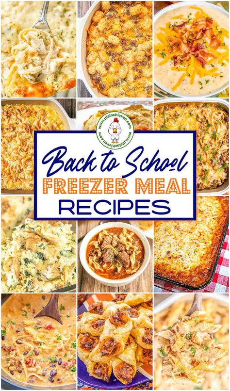 Back to School Freezer Meal Recipes - 25 freezer meals to make the new school year a breeze. Casseroles, soups, quiche, breakfast, and our favorite pasta sauce. Freezer meals are great for those times when you are in a rush, don’t know what to make, or just want to make it easy for yourself. All of the recipes are easy to prepare and will easily feed a family of four. #freezermeal #casseroles #soup #mealprep Easy Freezer Dump Meals, Freezer Meal Casseroles Make Ahead, Meal Prep Necessities, Easy Freezer Dinners, Meal Prep For Freezer Dinners, Drop Off Meals Families, Make Ahead And Freeze Meals, Frozen Meal Prep Recipes, Freezer To Oven Meals