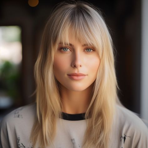 80 Flattering Haircuts for Square Faces for a More Feminine Look Layers With Face Framing Bangs, Med Length Bob, Whispy Baby Bangs, Layers With Face Framing, Above Shoulder Hair, Baby Bangs Long Hair, Haircuts For Square Faces, Hairstyles For Square Faces, Straight Layers