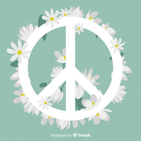 Floral peace sign Free Vector Peace Symbol Aesthetic, Memorial Cookies, Peace Sign Aesthetic, World Peace Art, Sign Of Peace, Peace Pictures, Floral Peace Sign, World Peace Day, Origami White