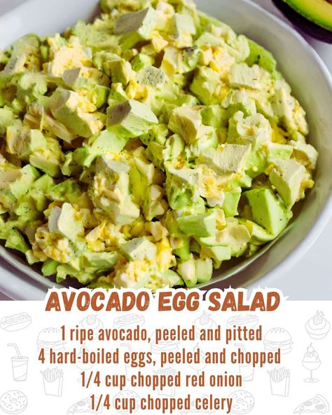 RecipesMoms.Com | 😍 Avocado Egg Salad 🥑 | Facebook Guacamole Egg Salad, Avocado Toppings, Salad Recipes Avocado, Fruit Meals, Best Avocado Toast Recipe, Low Inflammation Diet, Avocado Recipes Pasta, Breakfast Salads, Keto Salad