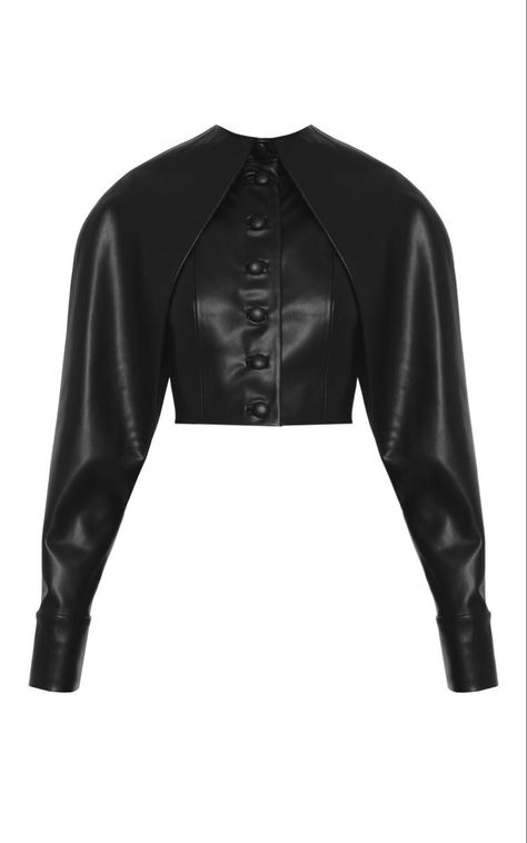 Leather Top Outfit, Crop Leather Jacket, Cropped Faux Leather Jacket, Leather Clothes, Designer Leather Jackets, Futuristic Fashion, Looks Black, Leather Sleeve, Faux Leather Jacket