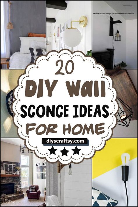 DIY Wall Sconce Ideas Diy Sconces Ideas, Diy Wood Wall, Best Diy, Wood Screws, Leather Diy, Diy Fabric, Wood Glass, Diy Wall, Wood Wall