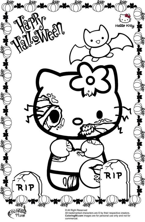 Halloween Coloring Pictures, Hello Kitty Coloring Pages, Kitty Coloring Pages, Halloween Coloring Pages Printable, Hello Kitty Colouring Pages, Monster Coloring Pages, Halloween Color, Kitty Coloring, Summer Coloring Pages