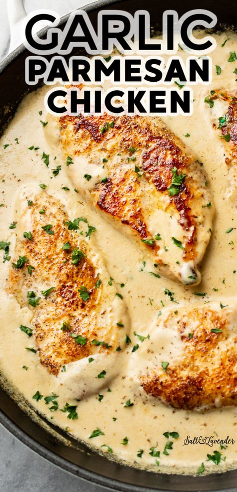 Garlic Chicken Recipes Easy, Creamy Garlic Parmesan Chicken, Easy Chicken Dinner Recipes, Garlic Parmesan Chicken, Parmesan Chicken, Health Dinner Recipes, Creamy Garlic, Chicken Dishes Recipes, Garlic Parmesan