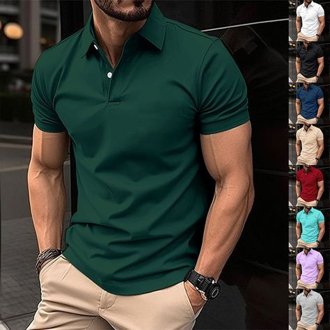 Sports Polo Shirts, Fabric Combinations, Mode Masculine, Button Top, Fashion Business, Camisa Polo, Look Casual, Short Sleeve Polo, Mens Polo Shirts