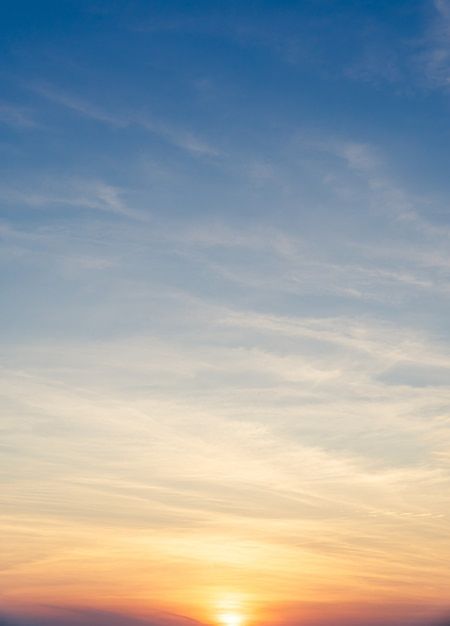 Photo sunset sky vertical in the morning | Premium Photo #Freepik #photo #dusk #dawn #sunset-clouds #sunset-sky Sunrise Clear Sky, Morning Wallpaper Aesthetic, Sun Set Sky, Sky Landscape Photography, Nature And Sky, Sunset Sky Photography, Basil Garden, Afternoon Sky, Amber Sky