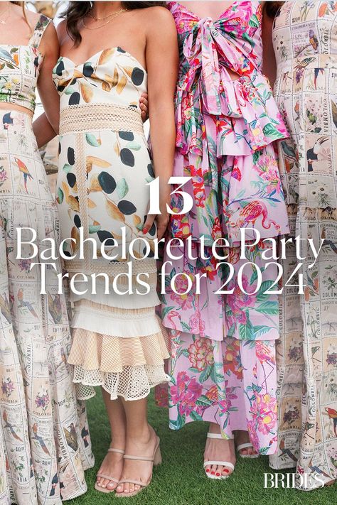 From unique destinations and DIY bartender classes to money-saving budget tools and outsourced content creation, these are the bachelorette party trends you can expect this year. Bachelorette Party Guest Outfit, Bachelorette Party Outfit For Bridesmaid, Bachelorette Group Outfits, Bachelorette Party Outfits Group, Bachelorette Party Outfit Themes, Bachelorette Outfit Themes, Batchlorette Party, Saving Budget, Unique Destinations