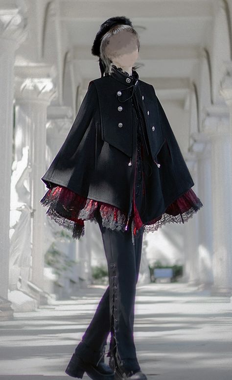 The Fabled Sorceress Ouji Gothic Lolita Cape Gothic Outfit Reference, Gothic Suit Aesthetic, Ouiji Girl Fashion, Ouji Accessory, Ouji Fashion Outfits, Ouji Fashion Aesthetic, Ouji Fashion Female, Victorian Gothic Aesthetic Outfit, Ouji Shoes