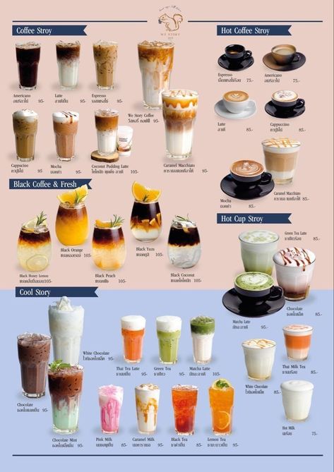 Coffee Food Truck Menu Ideas, Menu Design Ideas Cafe, Cafe Drinks Ideas, Coffee Menu Design Ideas, Cafe Aesthetic Interior Design, Cafe Menu Ideas, Resep Starbuck, Coffee Menu Design, Cafe Drinks