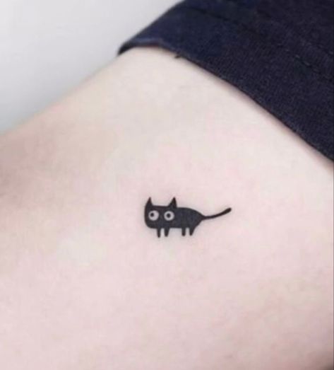 Black Cat Tattoo, Funky Tattoos, Sharpie Tattoos, Handpoke Tattoo, Cute Little Tattoos, Cute Tiny Tattoos, Poke Tattoo, Matching Tattoo, Discreet Tattoos