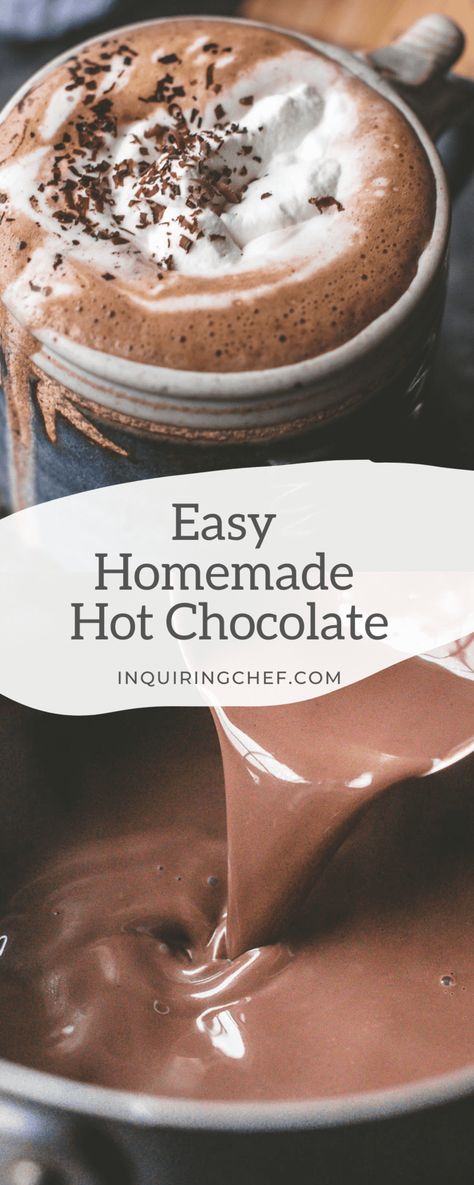 Homemade Hot Chocolate Best Homemade Hot Chocolate, Creamy Hot Chocolate Recipe, Rich Hot Chocolate, Milk Chocolate Recipes, Hot Chocolate Recipe Homemade, Easy Potluck, Crockpot Hot Chocolate, Hot Chocolate Milk, Chocolate Recipes Easy