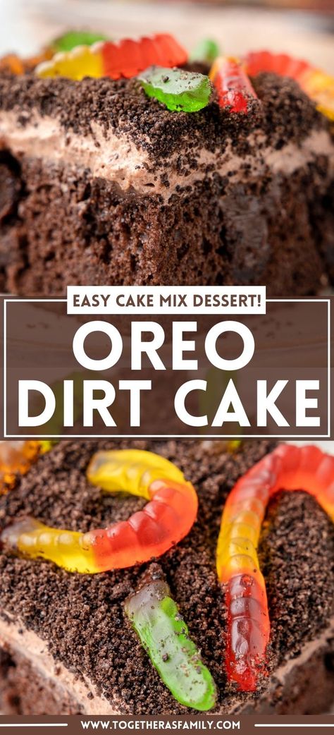 Dirt Pudding Cupcakes, Dirt Cakes With Gummy Worms, Dirt Cake Gummy Worms, Chocolate Oreo Dirt Cake, Mud Cake With Worms, How To Make A Dirt Cake, Dirt And Worms Dessert Easy, Pie, Oreo Dirt Poke Cake