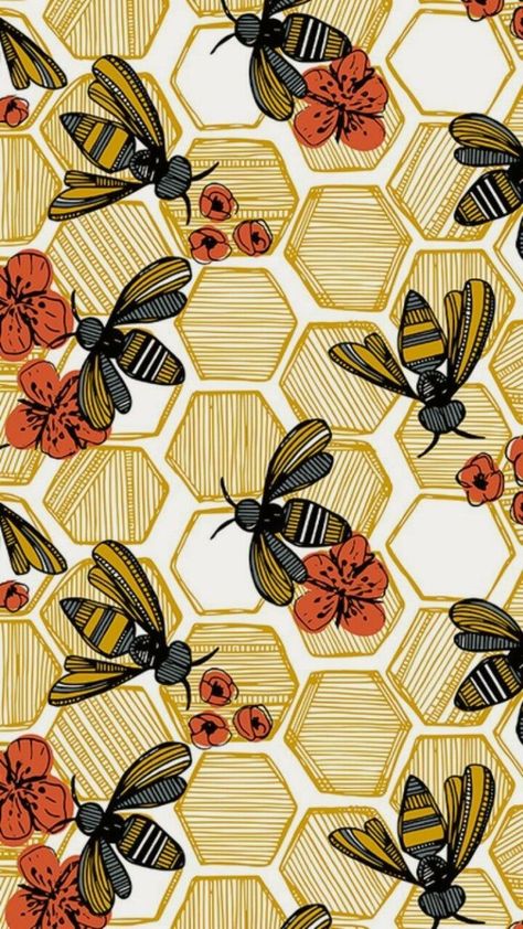 Bee design Art And Illustration, Drawing Tutorials, Pattern Art Aesthetic, Bee Hexagon, L Wallpaper, Wallpaper Tumblr, Lukisan Cat Air, Art Et Illustration, الرسومات اللطيفة