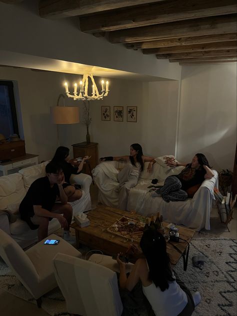 Friends Cozy Aesthetic, Cottage Friends Aesthetic, Wine Nights With Friends, Wine Night Friends, Quality Time With Friends Aesthetic, Wine Night With Girlfriends, Wine Night With Friends, Cosy Nights In, Wine Night Aesthetic Friends