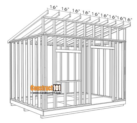 Large 10x12 Lean To Shed Plans |Free DIY Projects - Construct101 Shed Plans Free, 10x12 Shed, 8x12 Shed Plans, Shed Design Plans, Small Shed Plans, 10x12 Shed Plans, Diy Storage Shed Plans, Shed Blueprints, Pool Cabanas