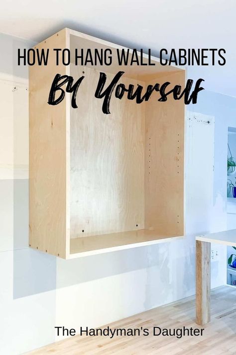 How To Install A Wall Cabinet, Wall Cabinet Ideas Kitchen, Attach Cabinet To Wall, Installing Upper Cabinets, How To Make Your Own Kitchen Cabinets, How To Build An Upper Cabinet, How To Hang Upper Kitchen Cabinets, Hanging A Cabinet, Hang Cabinets Diy