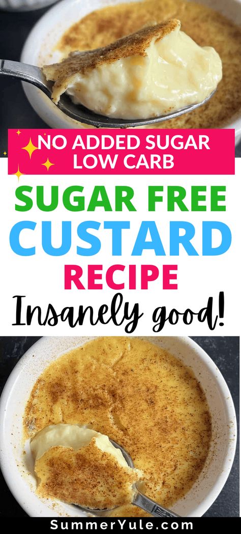 Learn how to make sugar free custard! This low carb custard is a low sugar custard with no added sugar. Get the answer to is sugar free custard keto, calorie info, and the best recipe for sugar free egg custard. If you’re looking for a sugar free keto custard recipe for weight loss, this is the diet custard you need. Low Carb Dessert Recipes For Diabetics, Sugar Free Custard, Sugar Free Custard Pie, Sugar Free Frozen Desserts, Sugar Free Custard Recipes, Easy Sugar Free Desserts For Diabetics Low Carb, Sugar Free Divinity Recipe, Sugar Free Keto Desserts, Best Custard Recipe