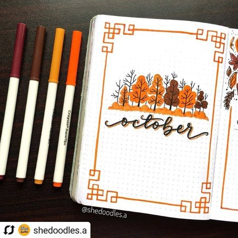 Fall Bullet Journal Ideas, Fall Bullet Journal, Autumn Bullet Journal, Alfabet Font, Bullet Journal October, Bullet Journal Month, Bullet Journal Quotes, Creating A Bullet Journal, Bullet Journal Cover Ideas