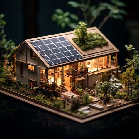 Eco House Bloxburg, Eco Friendly House Plans, Futuristic Home Design, Garden Diorama, Sustainable House Design, Eco House Design, Ecological House, Futuristic Home, Building Model