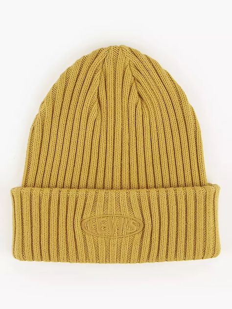 Garment Dye Beanie - Yellow | Levi's® US Levi Logo, Premier League Football, Happy Socks, Unisex Accessories, Men's Knit, Knit Cuff, Levis Men, Sweater Weather, New Era