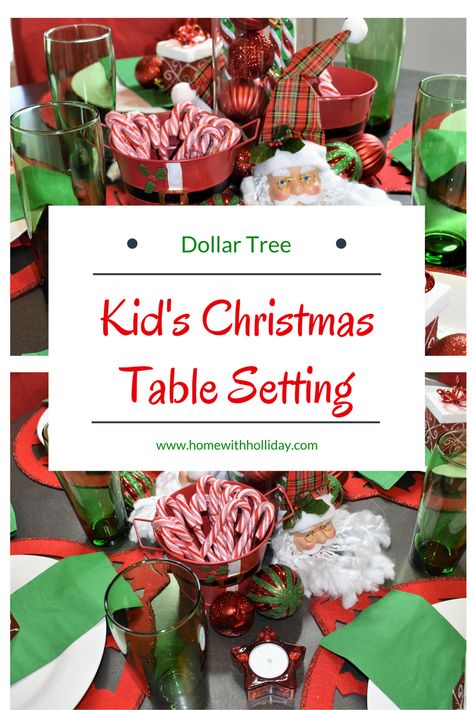 Kids Xmas Table Setting, Christmas Kids Table Ideas, Christmas Table Settings For Kids, Kids Table Christmas Decorations, Kids Christmas Party Centerpieces, Kids Christmas Table Decorations, Kids Christmas Party Table Decor, Christmas Table Place Settings Ideas, Christmas Table For Kids