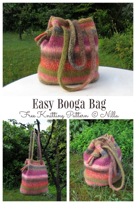 Knitted Gift Ideas For Women, Loom Knitting Bag, Market Bag Knitting Pattern, Felted Bag Knitting Pattern, Easy Knit Bag Pattern Free, Small Beginner Knitting Projects, Small Knitted Bag, Small Knitted Projects, Small Knitting Projects Free Patterns