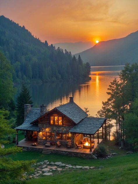 Lakefront Cabin, Aesthetic Scenery, Cabin Vibes, Paz Mental, Dream Life House, A Cabin, By The Lake, Cabins And Cottages, Cabin Life