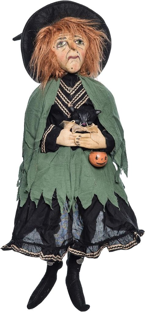 Amazon.com: C&F Home Halloween Yolanda Witch Black Cat Large Folk Art Doll Collectible, Joe Spencer Gathered Traditions Home Decor Figures Figurines 9" x 8" x 40" Multicolored : Home & Kitchen Joe Spencer, Folk Art Dolls, Collectible Dolls, Collectible Figurines, Art Dolls, Folk Art, Black Cat, Witch, Figurines