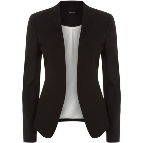 New Look Black Collarless Blazer ($26) via Polyvore featuring outerwear, jackets, blazers, blazer, black, pocket jacket, collarless blazers, metallic jacket, workwear jacket and new look jackets Red Peplum Dresses, Collarless Blazer, Metallic Jacket, Collarless Jacket, Blazer Jackets For Women, Woman Suit Fashion, Fashionista Clothes, Cute Jackets, Fashion Tv