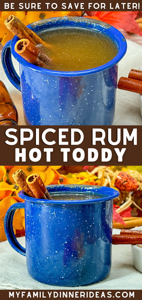 Spiced Rum Hot Toddy Hot Toddy With Rum, Hottie Toddy Recipe Whiskey, Hot Tea With Alcohol, Easy Hot Toddy Recipe, Hot Tottie Recipe Whiskey, Hot Totty Recipes, Hot Rum Toddy Recipe, Hot Totty Recipe, Hot Toddy Recipe Whiskey