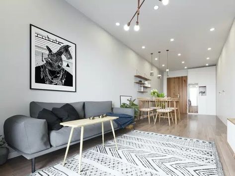 Maximizing Long, Narrow Living-Dining Rooms: Space-Savvy Ideas - Quiet Minimal Long Narrow Apartment, Dining Living Room Combo Layout, Narrow Living Room Dining Room Combo, Living Room Office Combo, 2023 Apartment, Living Dining Room Combo, Narrow Living, Bedroom Layout Design, Ikea Dining Room