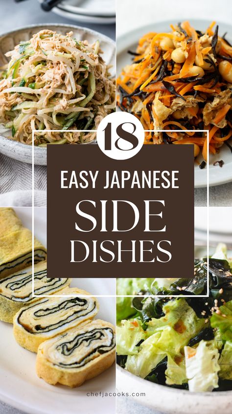 Japan Side Dish, Traditional Japanese Breakfast Recipes, Beginner Japanese Recipes, Japanese Sides Recipes, Side Dishes Japanese, Japanese Side Dishes Recipes, Japanese Comfort Food Recipes, Japanese Vegetable Side Dishes, Japanese Side Dishes Vegetables