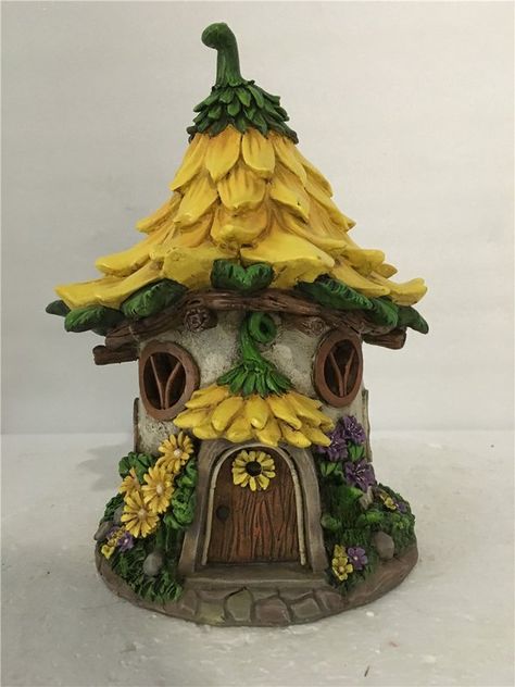 Solar Fairy House, Outdoor Fairy Garden, Adorable Crafts, Fairy Garden House, Clay Fairy, Clay Fairy House, Ceramic Birdhouse, Polymer Clay Fairy, Fairy House Diy