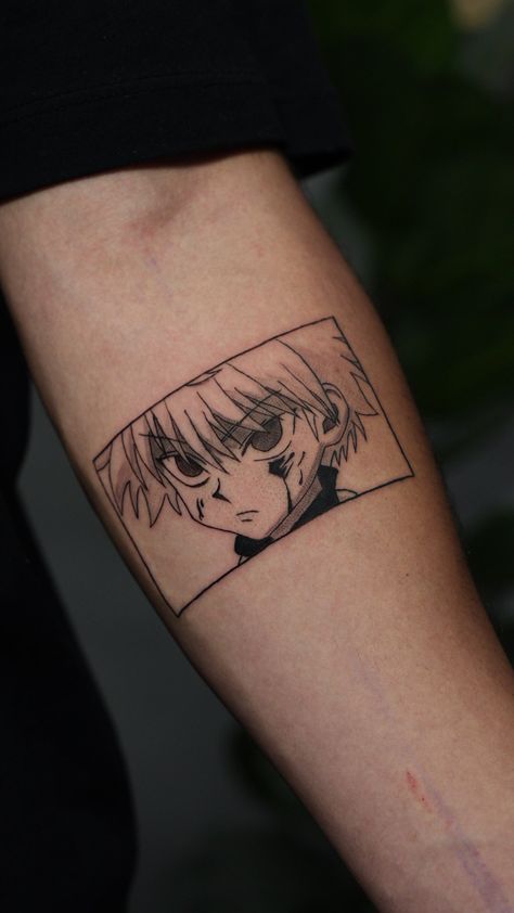 Hunter X Hunter Tattoo, Killua Hunter X Hunter, Abstract Tattoo Ideas, Hunter Tattoo, Small Matching Tattoos, Abstract Tattoos, Simple Tattoos For Guys, Framed Tattoo, X Tattoo