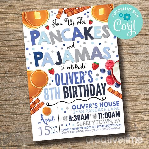 Pancakes And Pajamas Party, Pancake Birthday, Pajama Birthday Parties, Breakfast Birthday, Pancake Party, Church Fellowship, Pajamas Party, Pancakes And Pajamas, Sleepover Birthday