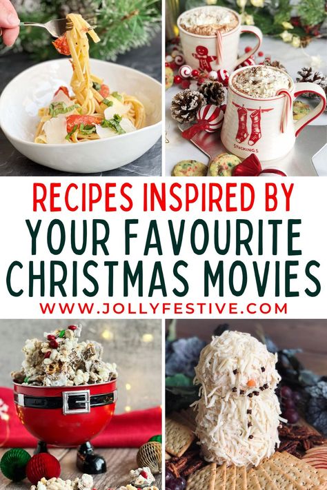 Bring the magic of Christmas movies to your table with a festive feast of recipes inspired by some of your favorite holiday classics. From the comforting warmth of the Christmas fettuccine featured in 'The Holiday', to delicious The Polar Express inspired hot chocolate, these recipes promise a culinary adventure that will have you re-experiencing the joy and charm of your cherished Christmas films. Christmas Carol Food Ideas, Christmas Movie Desserts, Themed Christmas Meals, Polar Express Recipes, Food From Christmas Movies, Christmas Movie Food Theme, Christmas Meal Themes, Holiday Movie Party, Christmas Movie Meals